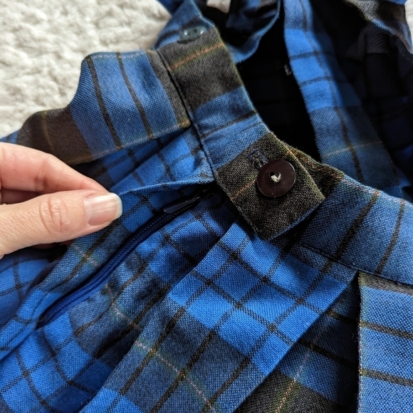 Vintage kids girls pleated tartan plaid skirt 2 - Picture 2 of 5
